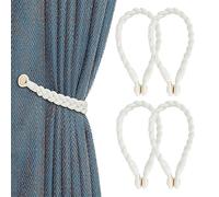 Strong Magnetic Curtain Tiebacks 4Pcs Drape Tie Backs Simple, Handmade Weave Rope Curtain Holdback for Home Office Hotel Window Drapery Decoration