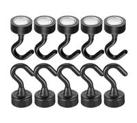 Strong Magnetic Hooks - Neodymium Magnets 135g | Magnetic Holder 10 Pieces, Heavy Duty Wall Mount, Wreath Hanging Cabinet Hooks for Kitchen, Bedroom, Refrigerated