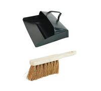 STRONG METAL DUSTPAN AND BRUSH SET SOFT BRUSH BLACK DUST ASH PAN INDOOR & OUTDOOR UK (Soft Brush And Metal Dustpan Set)