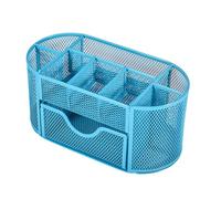Strong Metal Net Writing Materials Box with 9, Blue | Permanent 9 Framework Writing Materials Owner for Writing Materials Organization and Study Room Essential