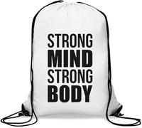 Strong Mind Strong Body Gym Sack Casual Drawstring Bag White