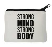 Strong Mind Strong Body Neoprene Coin Purse Pouch 10x11cm White