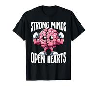 Strong Minds Open Hearts Mental Health Awareness Brain T-Shirt