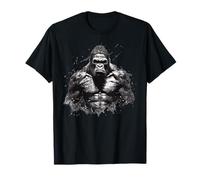 Strong Muscular Alpha Male Gorilla Hand-Painted Gorilla T-Shirt