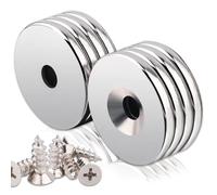 Strong Neodymium Magnets, 25x3mm Hole 5mm Heavy Duty Magnets with Holes, Round Base Cup Magnet s with Mounting Screws, Rare Earth Magnet for Wall Mounting, Warehouse Cruise Ship