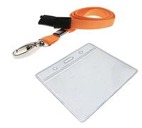 Strong Orange Safety ID Neck Lanyard Metal Lobster Clip & Medium Clear Vinyl ID Card Holder Pocket Pack of 25 Lanyard with Card Holder PCL Media ltd