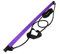 strong Pilates Stick Bar Kit With Resistance Band, Portable Yoga Rod With Foot Loop Sports Exercise Fitness Equipment Chest Expander Arm Puller For Home Gym Bodybuilding Workout gift, Purple