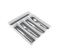 Strong Plastic 1 Tier Large & Deep CUTLERY TRAY Flatware Organiser Drawer Sliding Tidy Multipurpose Flatware Holder Kitchen Accessories for Tableware (Grey - 28.4 * 32.2 * 4.7cm)