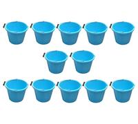 Strong Plastic Builders Bucket 3 Gallon Water Storage Bucket with Handle and Spout 14 Litre Pouring Lip Gardening Tool Easy To Clean and Use Black/Yellow/Blue (Blue, 12)