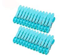 Strong Plastic Clothes Clips For Drying Heavy Duty Clothing Clamps Travel Clothespins Beach Towel Pegs 24 Pack Blue