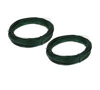 Strong Plastic Coated Garden Wire 2mm x 20m Total Length 40m - 2 Pack Green Garden Wire for Climbing Plants - Heavy Duty Plant Training Wires