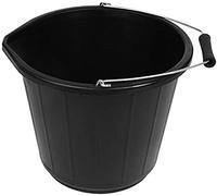 Strong Plastic Multi-Purpose Builder Bucket For Home Garden Construction / 3-Gallon / 14L Bucket (Black)