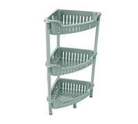 Strong Plastic Shower Caddy Corner Shelf 3 Tier Bathroom Rack Kitchen Storage Unit Freestanding Storage Unit for Shampoo Shower Gel, Vegetable Fruit Rack, Book Shelf for Home Décor (Silver Sage)