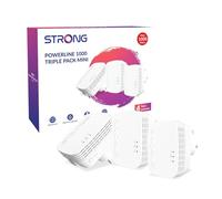 STRONG POWERL1000TRIMINIUK AV1000 Mini Powerline Adapter Starter Kit, Pack of 3, Up to 300m Range, No Configuration Required, UK Plug White
