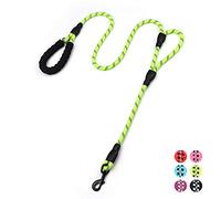 Strong Rope Dog lead 6ft Long with Two Padded Handles,Heavy Duty,Reflective Double Handle Training Dog Lead for Large Dogs or Medium Dogs,Dual Handles Leash(Green)