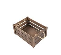 Strong Rope Handle Wooden Crates Storage Box Wooden Shelves Large Storage Box Christmas Eve Box (Brown, Large)