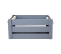 Strong Rope Handle Wooden Crates Storage Box Wooden Shelves Large Storage Box Christmas Eve Box (Grey, Large)