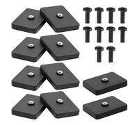 Strong Rubber Coated Mounting Magnets, 10 Pcs Square Anti-Scratch Neodymium Magnet Base Mount with M4 Male Threaded Stud and Nuts for Lighting Bar Camera Automobile Cabinet (10 PCS M4)