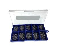 Strong Sharp 500 Pcs Freshwater Fishing Hooks Carp Fishhooks Barbed Kit Jigging Bait Hook Silver Black Gold #3-#12 Fishing Hooks(Sliver)