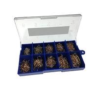 Strong Sharp 500 Pcs Freshwater Fishing Hooks Carp Fishhooks Barbed Kit Jigging Bait Hook Silver Black Gold #3-#12 Fishing Hooks(Gold)