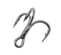 Strong Sharp Fishing Treble Hook 6X Strong Carbon Steel Classic Round Bend Triple Fish Hooks Set for Big Game Salmon Fishing Hooks(50pcs Size 8)