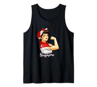 Strong Singaporean Girl Woman Girlfriend Singapore Flag Tank Top