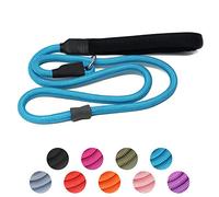 Strong Slip Lead, Heavy Duty Nylon Dog Training Rope Lead No Pull Walking Leash with Rubber Stopper & Padded Handle for Small Medium Large Puppy Dogs 1.8m Blue