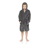 Strong Souls Boys Dressing Gown Soft Fleece Hooded Robe Kids Bathrobe for Teenagers Housecoat Loungewear Grey 7-8 Years