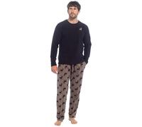 Strong Souls Mens 2 Piece Luxury Full Length Stag Pyjamas Mocha M