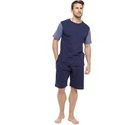 Strong Souls Mens Jersey Cotton Pyjamas Pjs Navy / Denim - Short Set M