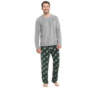 Strong Souls Mens Luxury 2 Piece Long Pyjamas Pjs Green Stag Small