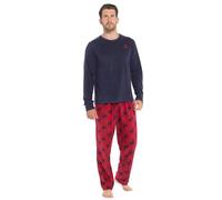 Strong Souls Mens Luxury 2 Piece Long Pyjamas Pjs Navy Stag X-Large