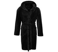 Strong Souls Mens Luxury Fleece Dressing Gown Plain Black Medium