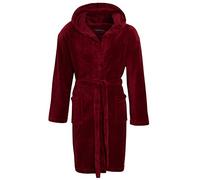 Strong Souls Mens Luxury Fleece Dressing Gown Plain Burgundy Medium