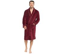 Strong Souls Mens Luxury Fleece Dressing Gown Rope Trim Burgundy XX-Large