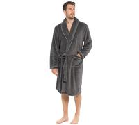 Strong Souls Mens Luxury Fleece Dressing Gown Rope Trim Grey Large