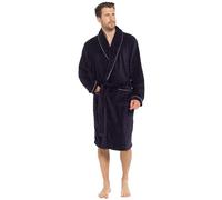 Strong Souls Mens Luxury Fleece Dressing Gown Rope Trim Navy X-Large