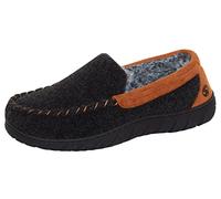 Strong Souls Mens Memory Foam Moccasin Slippers Faux Fur Lined Slip On Anti Slip House Shoes Grey Felt 12 UK