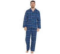 Strong Souls Mens Traditional Pyjamas Blue Navy Check Extra Large