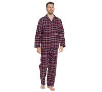 Strong Souls Mens Traditional Pyjamas Wine Navy Check Extra Large