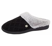 Strong Souls Womens Memory Foam Slippers Black Cable Knit UK 3