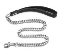 Strong Stainless Steel Dog Collar Choke with Safety Buckle Lock Golden Cuban Link Chain Training Collar for Pets Metal Necklace