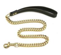 Strong Stainless Steel Dog Collar Choke with Safety Buckle Lock Golden Cuban Link Chain Training Collar for Pets Metal Necklace