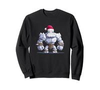 Strong Stone Golem with Muscles and Santa Hat Sweatshirt