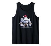 Strong Stone Golem with Muscles and Santa Hat Tank Top