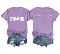 Strong Stronger Than The Storm Shirt Strong Stronger Than The Storm T-Shirt Vneck Tee Light Purple