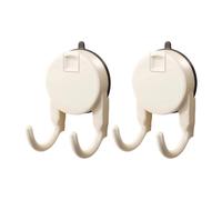 Strong Suction Cup Double Hook, Heavy Duty ABS Wall Hanger for Kitchen and Bathroom, Tool-Free Paper Towel Holder for Smooth Surfaces, 2 Pack