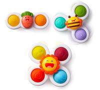 Strong Suction Cup Fidget Rotating Sensory Bath Toys for Baby Christmas Stocking Stuffers, Airplane Car Travel Table & Window Toys for Toddler Boys and Girls, 10+ Months