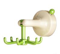 Strong Suction Cup Kitchen Organizer with Six Rotating Hangers, Wall or Ceiling Installation Without Drilling, Space Saving Kitchen Storage (Retro Green)