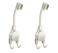 Strong Suction Cup Shower Head Holder 2Pcs with Hook for Bathroom Wall Mount, Adjustable to Various Shower Angles (White)